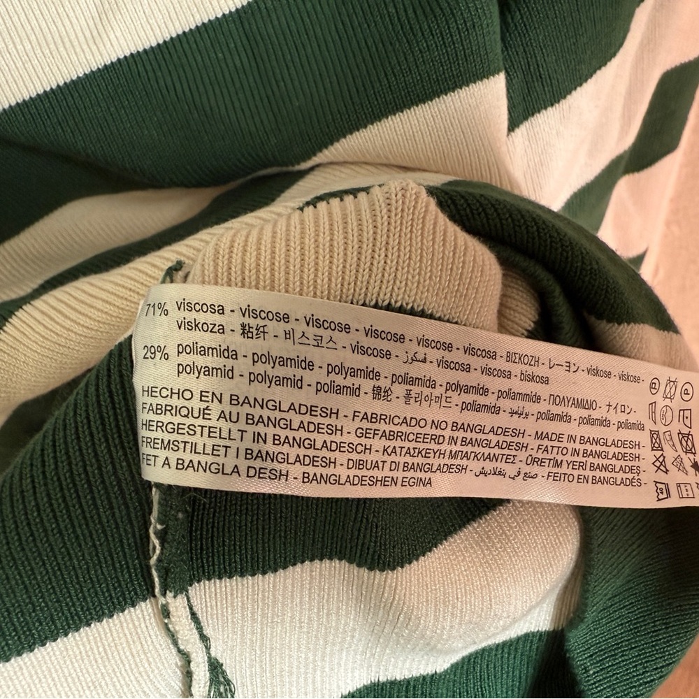 Zara Forest Green and Cream Striped Top - Picture 4 of 4